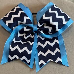 Varsity Spirit Fashion Blue Navy and White Chevron Cheer Bow